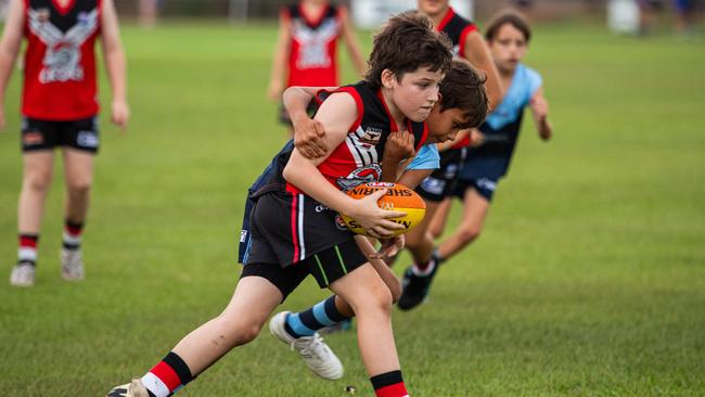 Under-10s compete in the first Darwin Buffaloes NTFL home game against Southern Districts at Woodroffe Oval. Picture: Pema Tamang Pakhrin