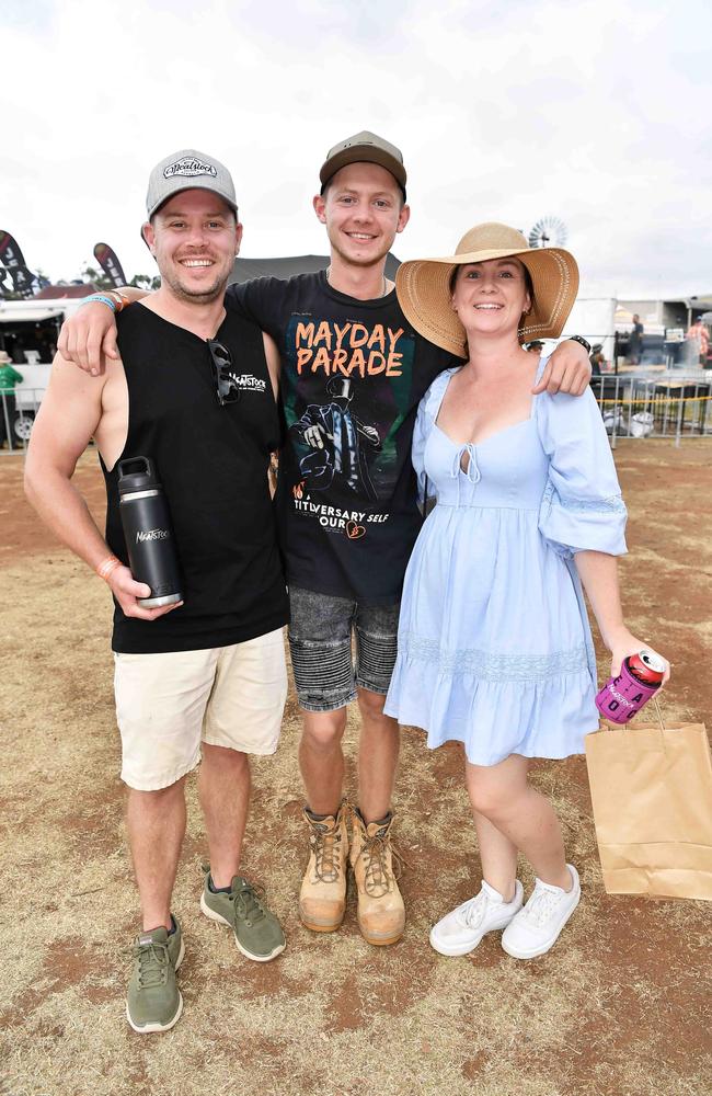 Tym, Takoda and Bianca Browne at Meatstock, Toowoomba Showgrounds. Picture: Patrick Woods.
