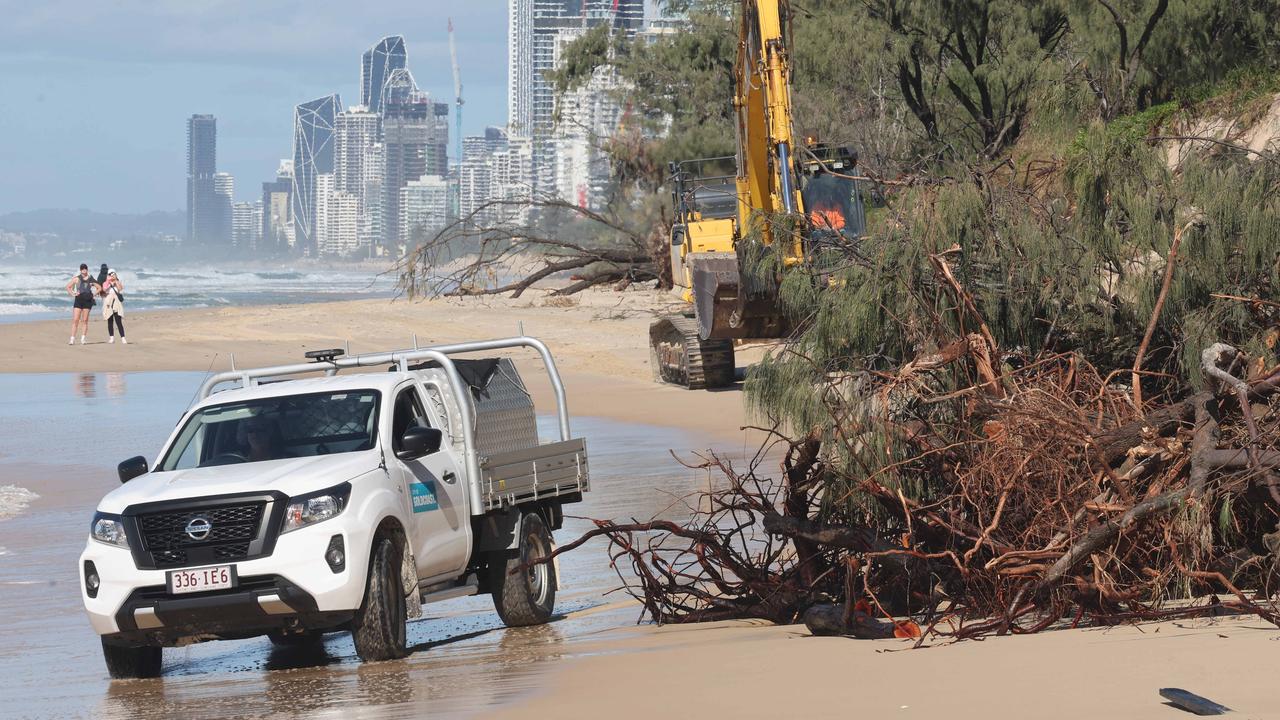 Council believe full restoration of the Gold Coast’s beaches could take up to three years after the city was battered by the strongest waves seen in three decades. Picture Glenn Hampson