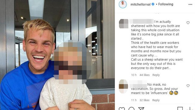 Mitch quickly deleted the photo but another recent snap is being flooded with angry comments. Picture: Instagram/ChloeSzep