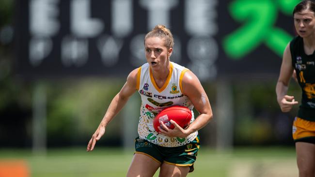 Zoe McWhinney in the PINT vs St Mary's 2023-24 NTFL women's major semifinal. Picture: Pema Tamang Pakhrin