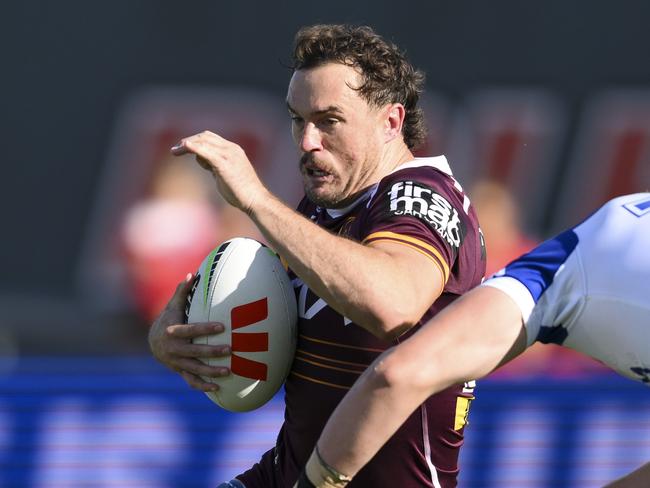 Kobe Hetherington carts the ball up against Bulldogs. Pic: NRL