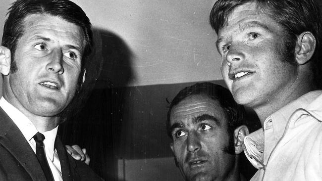 Don McKenzie (left) with Jack Clarke and Barry Davis. Picture: Herald Sun.