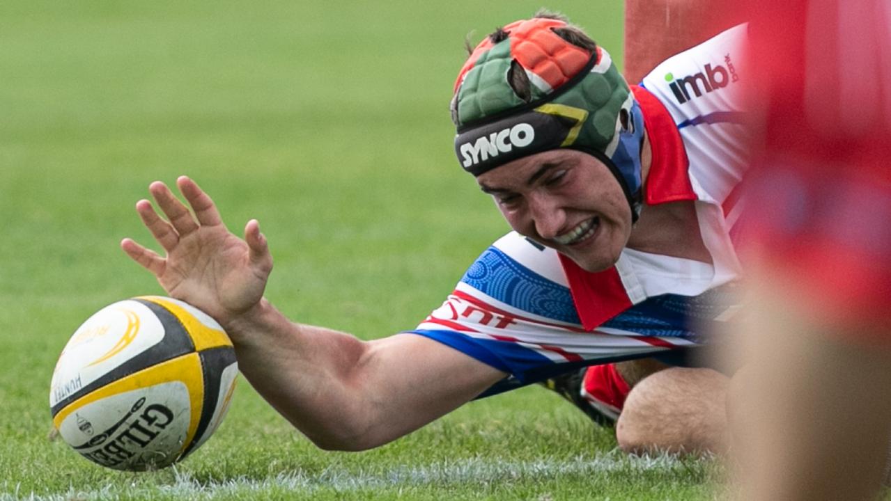 Top shot! Hunter player Alex Johnston scores a try against Central West in the state u16 championships. Pics by Julian Andrews.