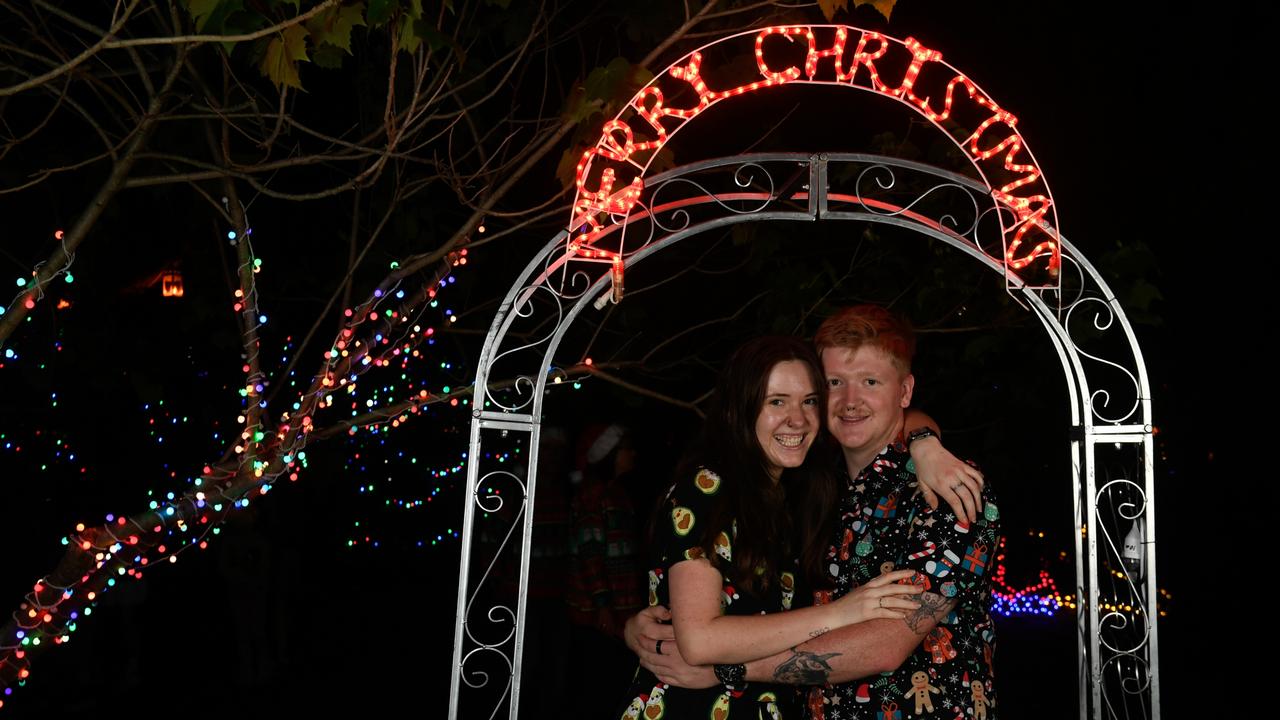 Long-distance couple Natarsha Lamberth and Noah Fulcher enjoying the 2023 Christmas Wonderland display. Picture: Nev Madsen