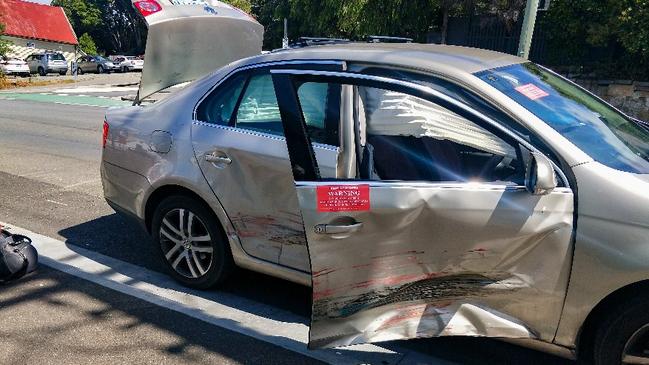 A two-car crash impacted traffic in Hobart’s CBD. Photo: Annie McCann