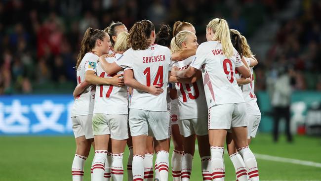 Denmark players celebrate during their win over Haiti. Picture: Paul Kane/Getty Images