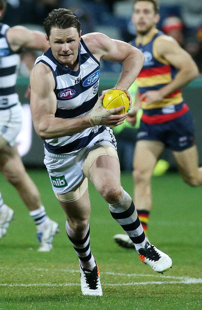 Patrick Dangerfield failed to poll a vote against the Crows, surrendering his lead in the player of the year. Picture: George Salpigtidis