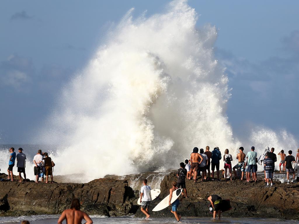 The Bureau of Meteorology has issued an urgent warning about hazardous beach conditions along Australia’s east coast this weekend, with storms and huge swells expected. Picture: Chris Hyde/Getty Images