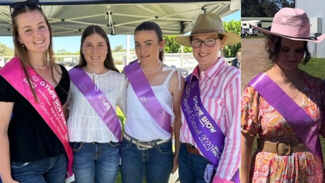 Gympie Showgirls and Rural Ambassadors for 2023 (from left) Summer Lipke, Amy Wheeler, Jorja McIntyre, Emily Graham and Katelyn Ford.