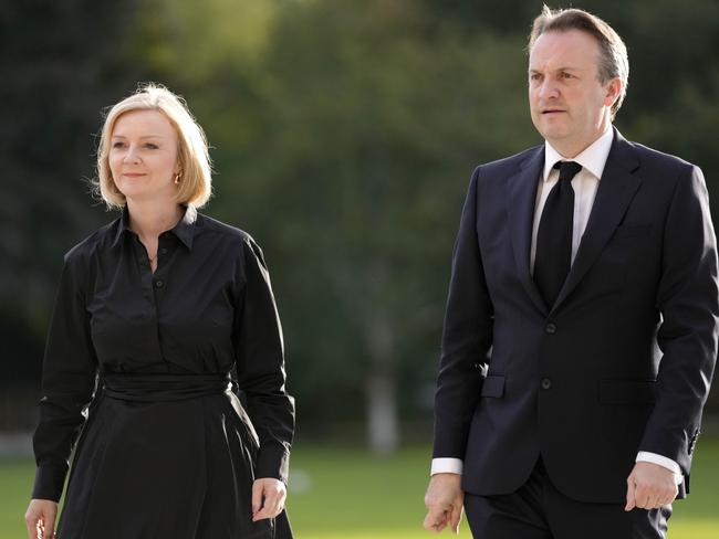 British Prime Minister Liz Truss and her husband Hugh O'Leary arrive at Buckingham Palace. Picture: Getty Images.