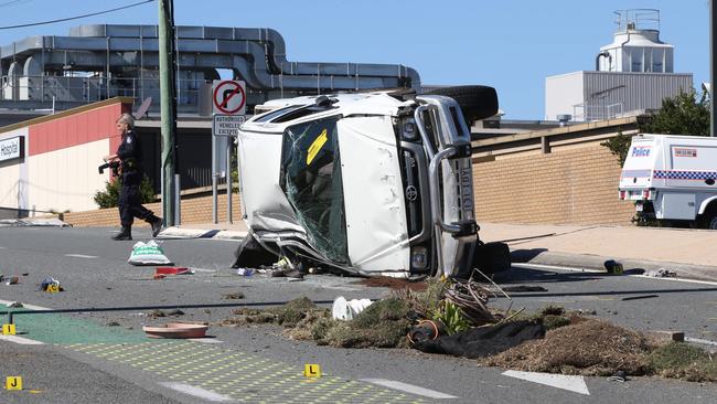 The scene of the accident at the corner of Queen and Nerang St in Southport. Picture: Glenn Hampson.