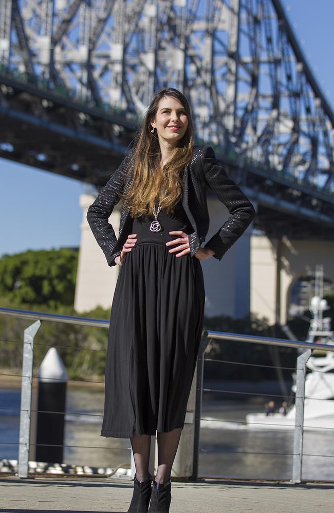 Stephanie Campbell will be climbing the Story Bridge to raise money for the Centre for Healthy Brain Ageing. Pictures: Jack Tran / The Courier Mail