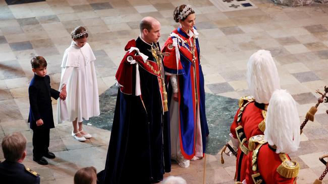 Catherine, Princess of Wales, wore a formal robe over an ivory silk Alexander McQueen dress. Picture: Getty Images)