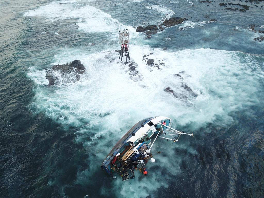 One crew member was reportedly taken to the hospital. Picture: Aberdeenshire Aerial Photography