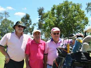 PUTTING IN PINK: Steve Trott, Rhett Bellert and John Mullaly having a hit for a good cause. Picture: Felicity Ripper