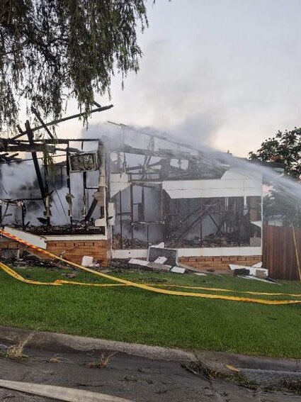 The skeleton of a house in South Grafton that was destroyed by fire on New Year’s Day