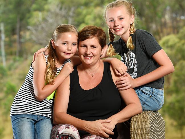 Sarah Keeble with children Gemma, 8, and Paige, 11. Picture: Josie Hayden