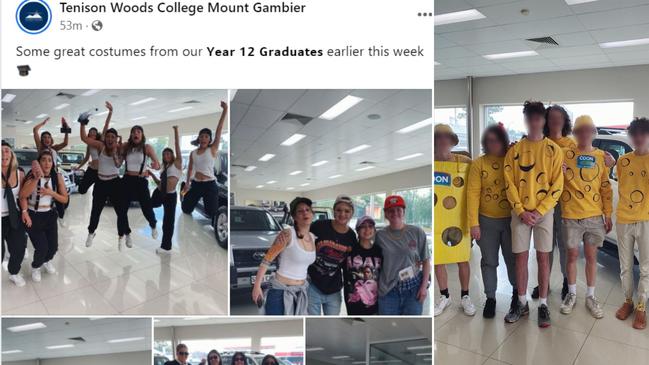 Year 12 students from elite South East private school Tenison Woods College dressed up as Coon Cheese for school muck up day celebrations sparking outrage. Picture: Supplied