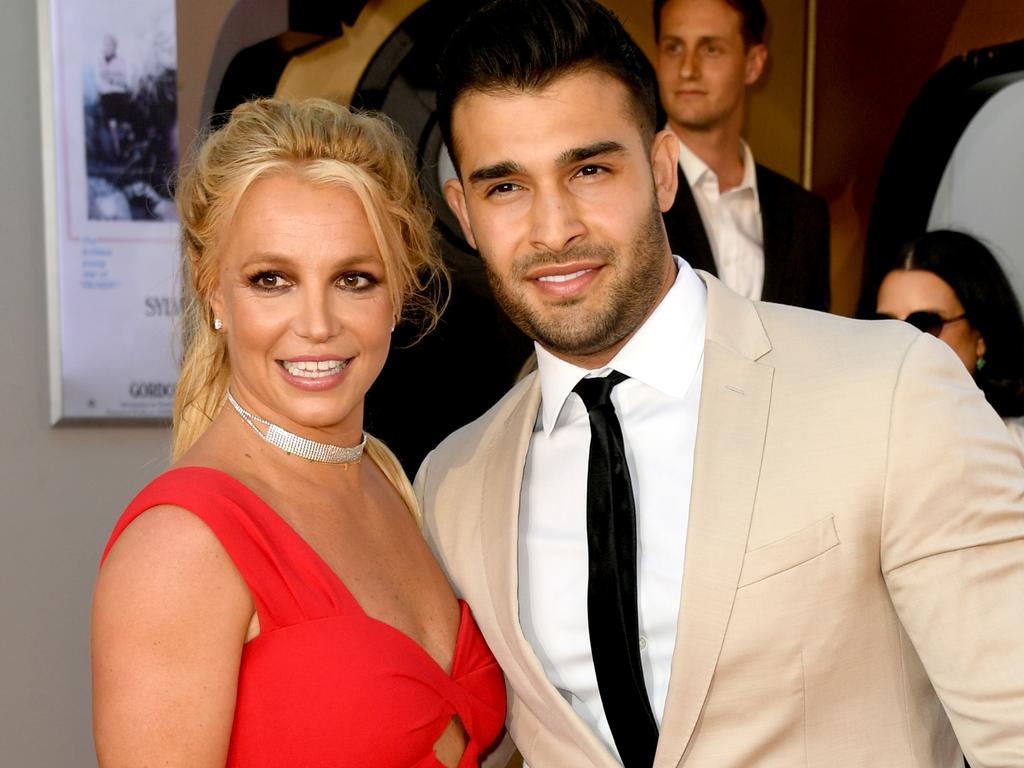 Britney Spears and Sam Asghari arrive at the premiere of Sony Pictures' 'One Upon A Time … In Hollywood' at the Chinese Theatre on July 22, 2019 in California. Picture: Kevin Winter/Getty Images.