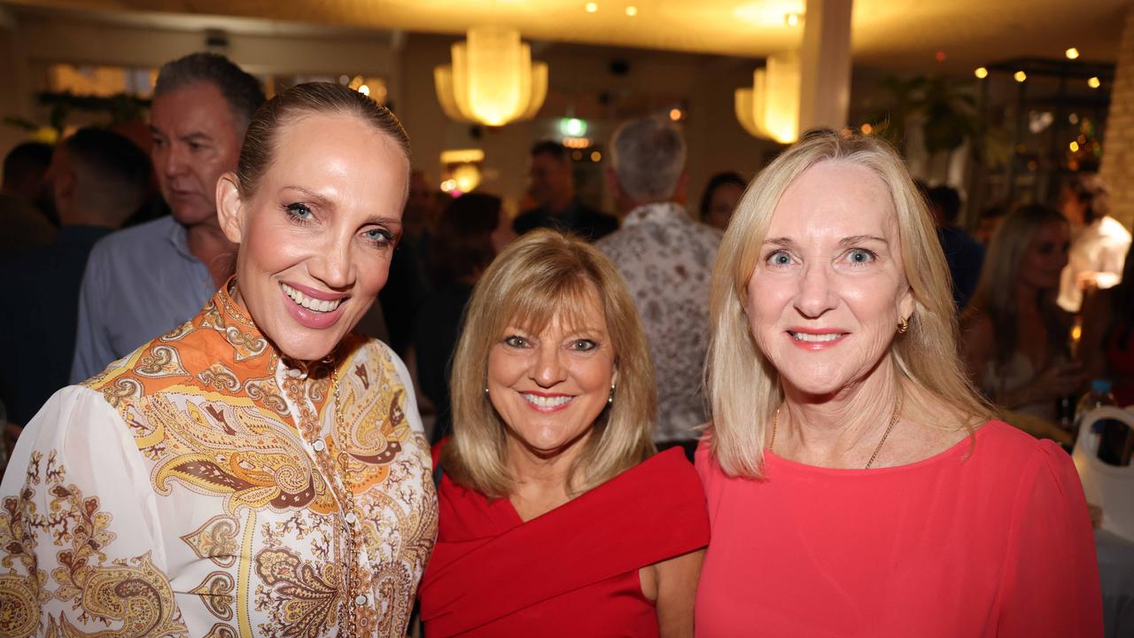 Emily Jade OKeeffe, Donna Gates and Stacey Langbroek at the Gold Coast Titans Season Launch 2024 at The Star Gold Coast Garden Bar for Gold Coast at Large. Picture: Portia Large