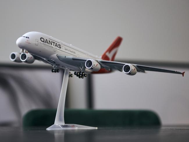 One of Joel Creasey’s 10 favourite things is this model aircraft. The comedian is obsessed with planes. Picture: Eugene Hyland