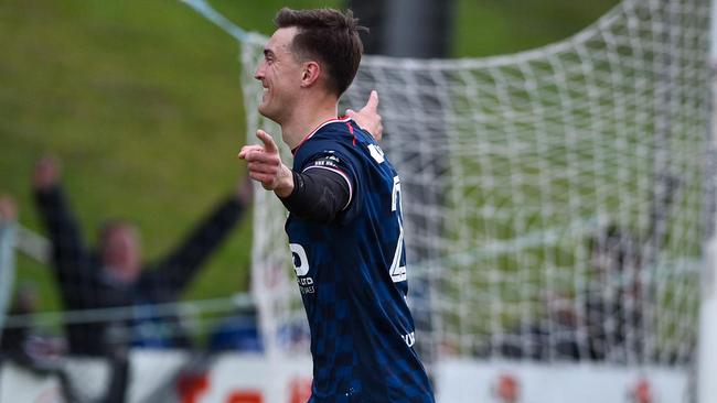 Will Bower celebrates a goal for Dandenong. Picture: Dandenong City Facebook