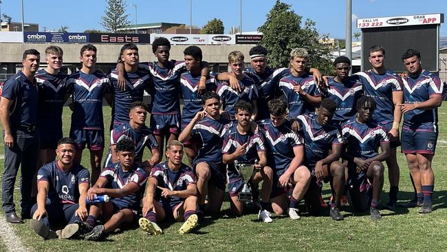 The victorious Ipswich State High following the Langer Reserves grand final at Totally Workwear Stadium in Brisbane. Picture: Andrew Dawson