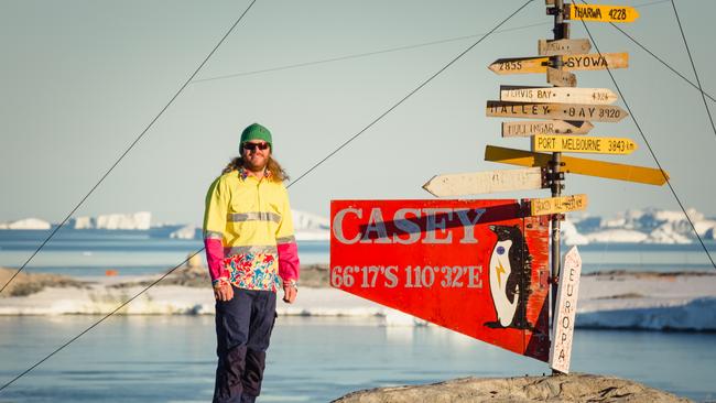 Michael Keating-Kearney enjoys the view at the Casey Research Facility in Antarctica. Picture: Dominic Hall, Australian Antarctic Division