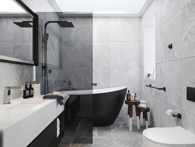 Supplied image from Beaumont Tiles for a national story on bathroom renovations in Realestate/Home Mags. Tile = Rock Salt RRP from $111.20m2 MUST CREDIT: Beaumont Tiles