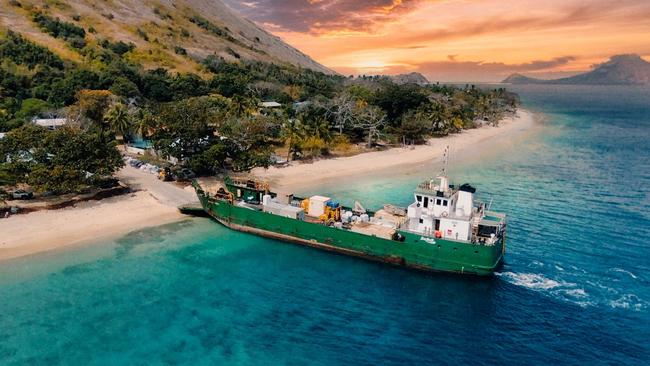 A Sea Swift vessel arrives at Murray Island in the eastern Torres Strait region. Picture: Sea Swift.