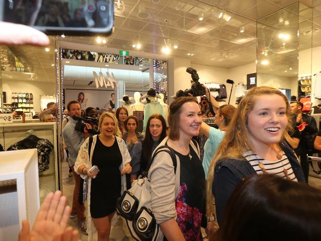 Shoppers being let in to the H&amp;M store on the ooening day of the fashion galleria. Picture: Annika Enderborg