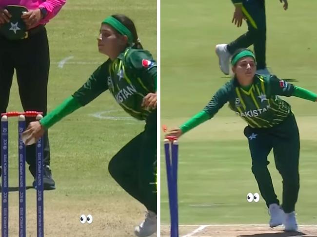 Pakistan's Zaib-un-Nisa runs out Rwanda's Shakila Niyomuhoza in their U19 Women's World Cup clash at Potchefstroom.