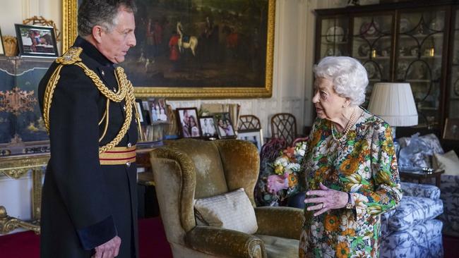 Queen Elizabeth II returned to “light duties” this week, pictured at Windsor Castle with General Sir Nick Carter, Chief of the Defence Staff on November 17. Picture: Steve Parsons – Pool/Getty Images