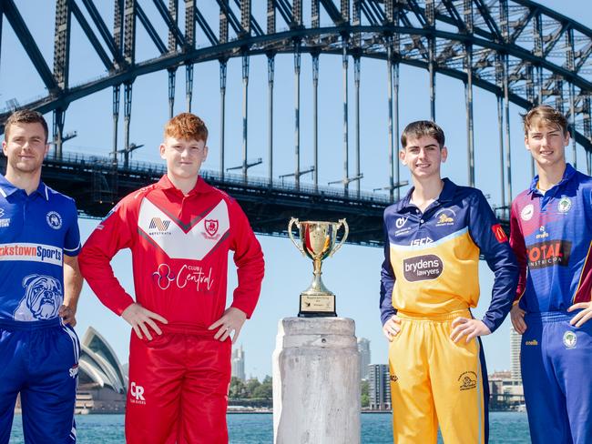 Sydney grade cricket T20 finalists 2024-25, (L-R) Daniel Solway (Bankstown), Ollie Rayner (St George), Coby Holland (Fairfield-Liverpool) and Lachlan Shaw (Northern District), Kingsgrove Sports Cup, NSW Premier Cricket, Thursday, October 17, 2024. Picture: Ian Bird Photograph