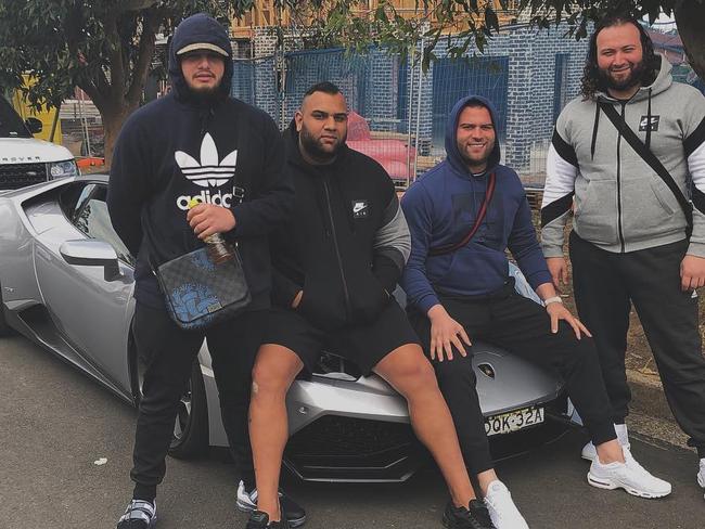 Sydney rapper Ali "Ay Huncho" Younes, pictured with Massood Zakaria, Rafat Alameddine and Hamdi Alameddine. Picture: Supplied