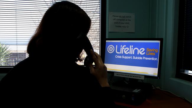 Over the course of 2021, Lifeline experienced its busiest year on record, receiving more than one million calls, about a 10 per cent jump on 2020, and engaged in more than 51,000 text conversations from Australians in need. Picture: News Corp