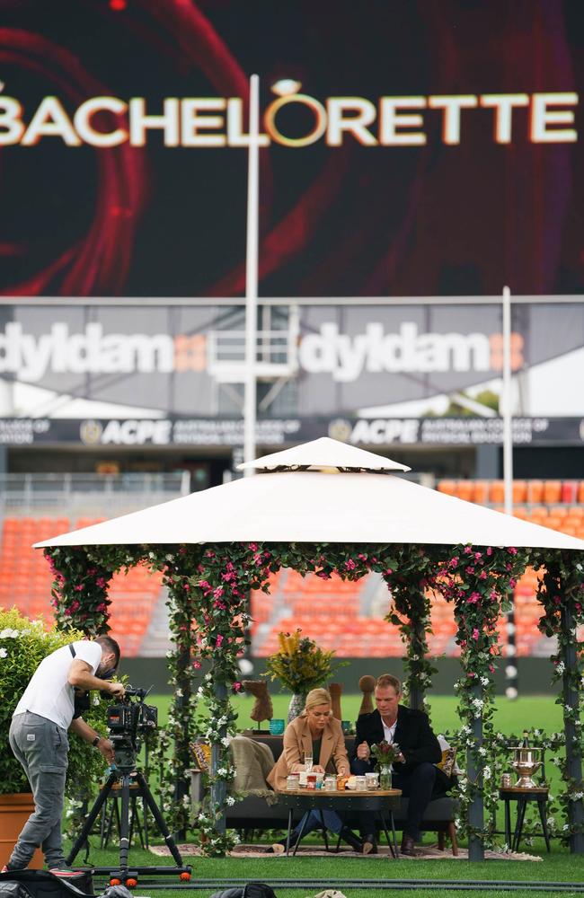 The world’s first celebrity Bachelorette, Sophie Monk, and her mystery man on a date at Spotless Stadium. Picture: Supplied