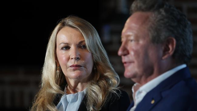 Fortescue chairman Andrew Forrest and outgoing chief executive Elizabeth Gaines. Picture: David Swift/NCA NewsWire