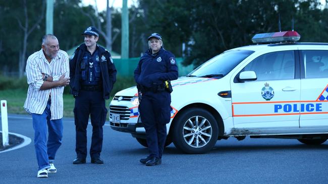 A farm worker turned back by police who are blocking a road near Gatton. Picture: Liam Kidston.