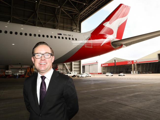 27/10/16 Qantas CEO Alan Joyce pictured with the new Qantas logo. Picture Renee Nowytarger / The Australian