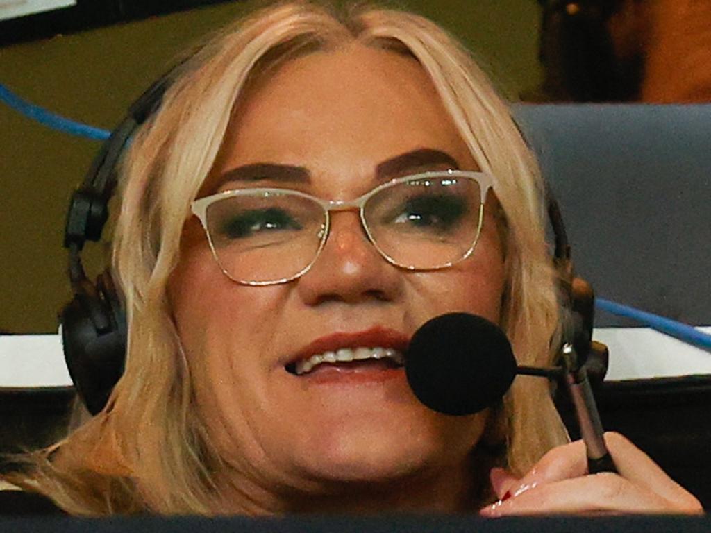 Laidley during an appearance in the AFL commentary booth last year. Picture: Michael Willson/AFL Photos via Getty Images