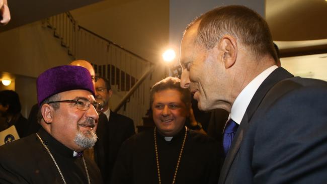 PM Tony Abbott meeting with Community and Church Leaders about the resettlement of refugees from the Middle East at Parliament House in Canberra.