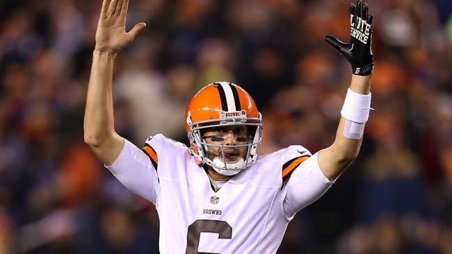 Brian Hoyer #6 of the Cleveland Browns celebrates a touchdown.