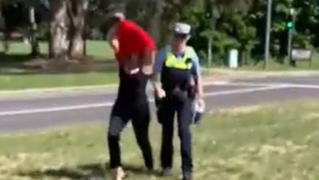 Independent Senator Lidia Thorpe argues with a police officer. Picture: NewsWire