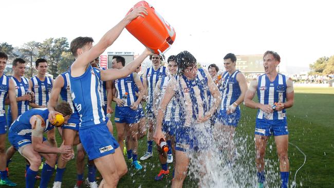 Will Walker gets a Gatorade shower from Mason Wood.