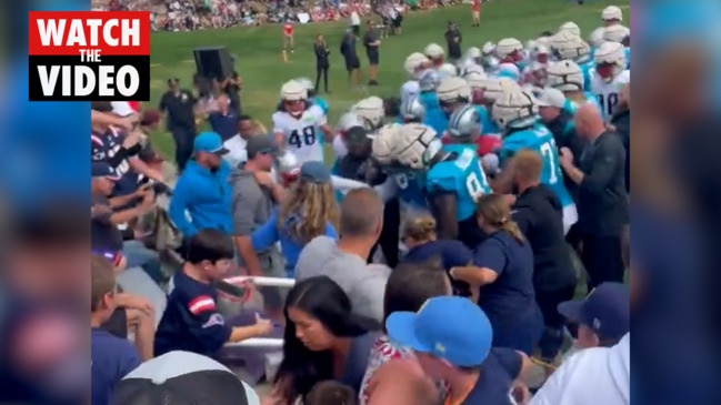 Patriots-Panthers brawl at football practic, injuring fan