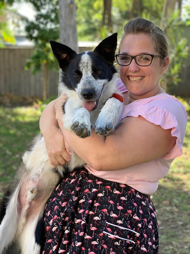 Kerryn Costello with Milo, a dog she rescued. Kerryn will be taking part in the RSPCA's Million Paws Walk, and will also be donating blankets to help keep pets warm during winter.