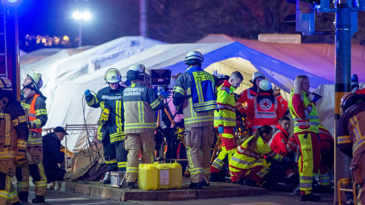 Abound 100 police, medics and the fire service officers were deployed to the market. Picture: Craig Stennett/Getty