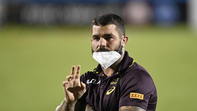 MACKAY, AUSTRALIA – FEBRUARY 26: Adam Reynolds of the Broncos looks on before the start of the NRL Trial match between the North Queensland Cowboys and the Brisbane Broncos at BB Print Stadium on February 26, 2022 in Mackay, Australia. (Photo by Ian Hitchcock/Getty Images)